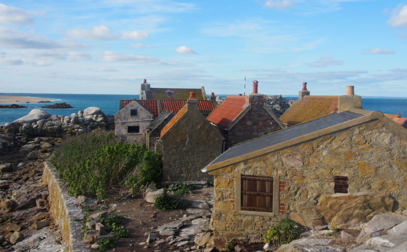 Huts on Les Minquiers Reef